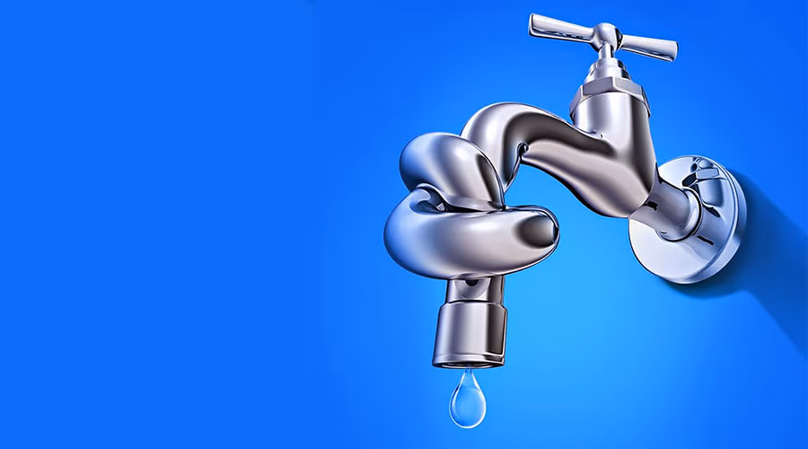 Torneira com gota de água representando economia e consumo consciente
